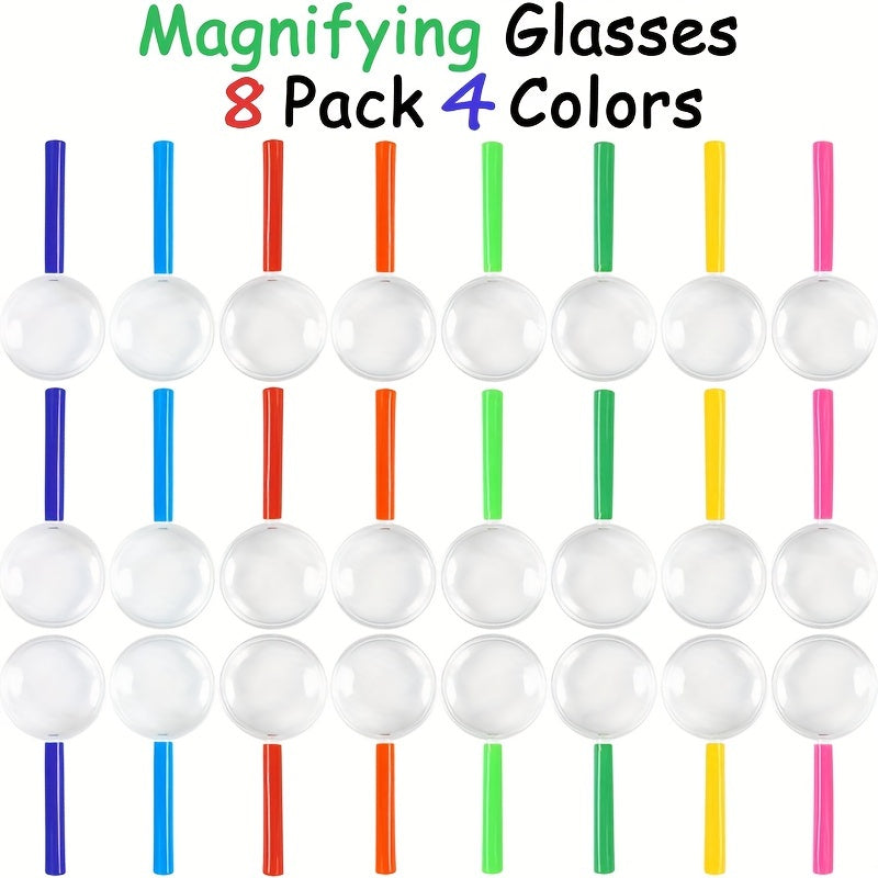 8pcs Colorful Plastic Magnifying Glasses for Kids Party Favors