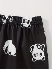Panda Print Pajama Set Top & Shorts & Pants Women's Sleepwear & Loungewear