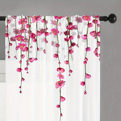 2pcs Yarn Flowers Voile Curtain for Living Room Bedroom Kitchen Cafe Curtains