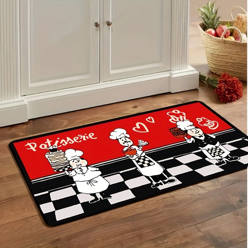 1pc Long Strip Non-slip Floor Mat Velvet Cushion Red Cake Room Rug