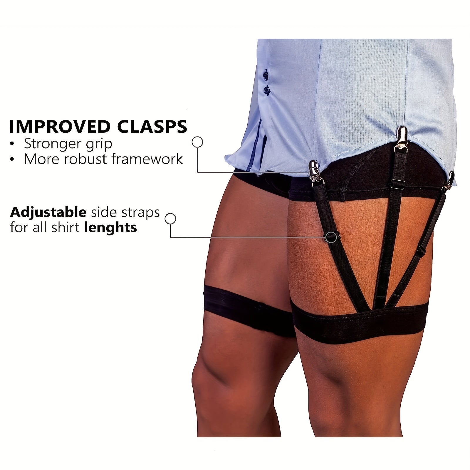 2pcs Shirt Clip Leg Style Garter Belt Anti Wrinkle Anti Slip Circular