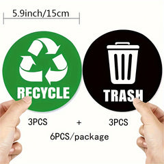 6pcs Trash Can Label Dump Garbage Sticker