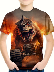 3D Dinosaur Graphic Short Sleeve T-shirt for Boys Girls