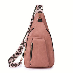 Men's Soft Leather Chest Bag Large Capacity Satchel Diagonal Shoulder Bag