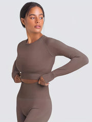 2pcs Seamless Skinny Stretchy Sports Yoga Suit