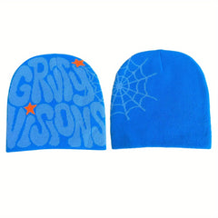 Y2K Reversible Beanie Spider Web Knit Hat
