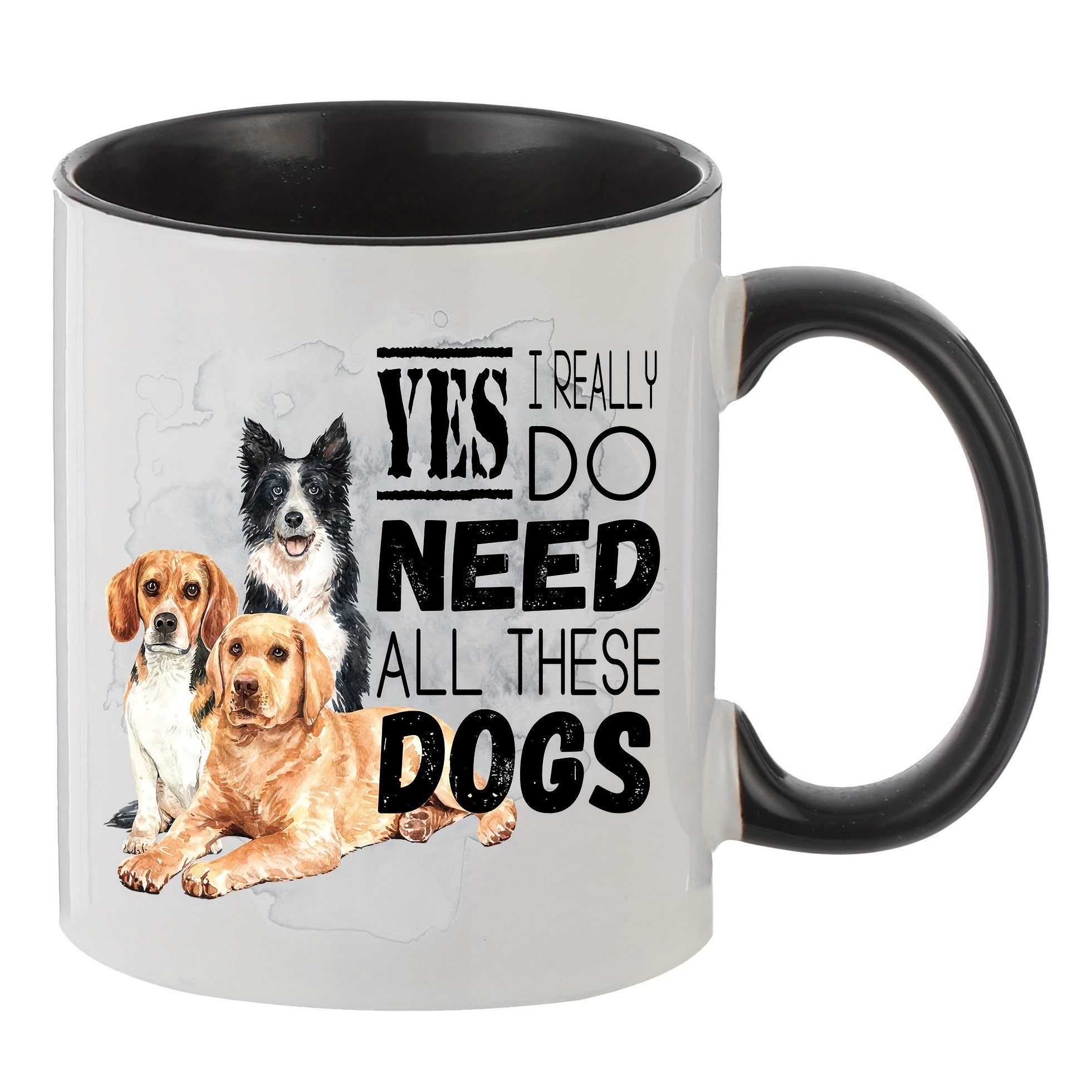 11oz Creative Dog Pattern Ceramic Mug Portable Coffee Cup