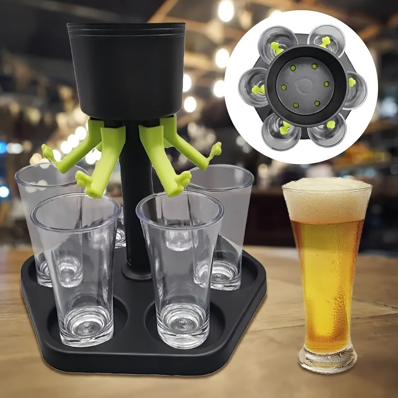 6 Shot Glass Dispenser for Wine Whisky Beer Liquor - Ideal for Parties