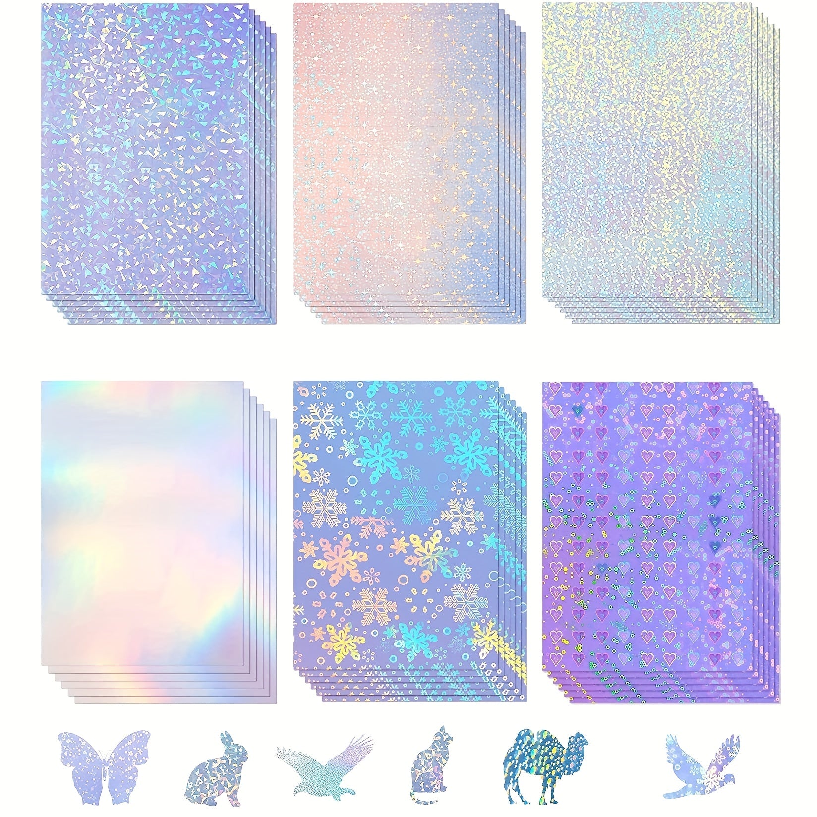 Holographic Laser Transparent Stickers A4 Vinyl Self Adhesive Waterproof Film