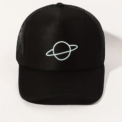 Planet Print Trucker Hat Mesh Breathable Baseball Cap Lightweight Casual Dad Hat