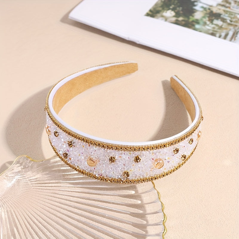 Rhinestone Wide Head Hoop Headdress Hair Accessory for Women