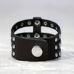 Men's Punk Retro Leather Rivet Inlaid Wide Bracelet