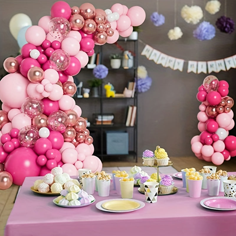Pink Rose Balloon Wreath Set for Girls' Princess Birthdays