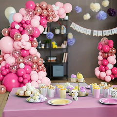 Pink Rose Balloon Wreath Set for Girls' Princess Birthdays