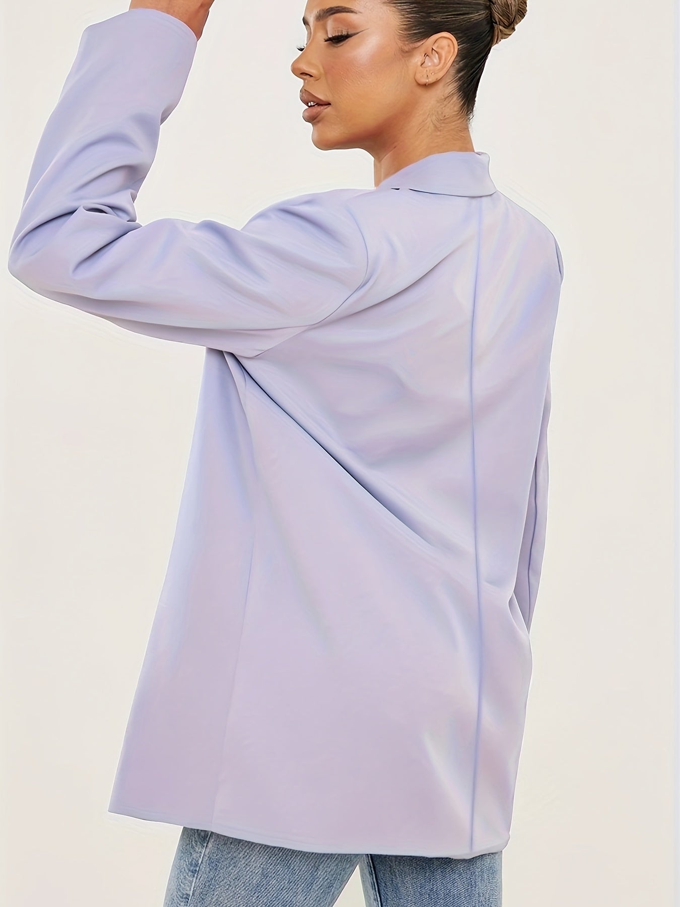  Solid Long Sleeve Lapel Collar Workwear Blazer