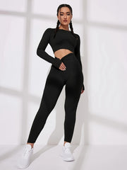 Sporty Set Round Neck Backless Top & High Waist Running Pant Sports Suit