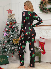 Christmas Letter Print Pajama Set Women's Sleepwear