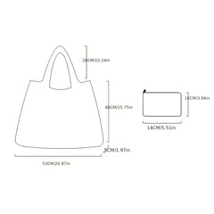Cartoon Cat Pattern Foldable Tote Bag Large Capacity Portable Shoulder Bag