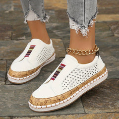Women's Hollow Out Flat Loafers Soft Slip On Walking Shoes