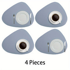 4pcs Leather Place Mats Water Drop Shaped Placemats Solid Style Placemat