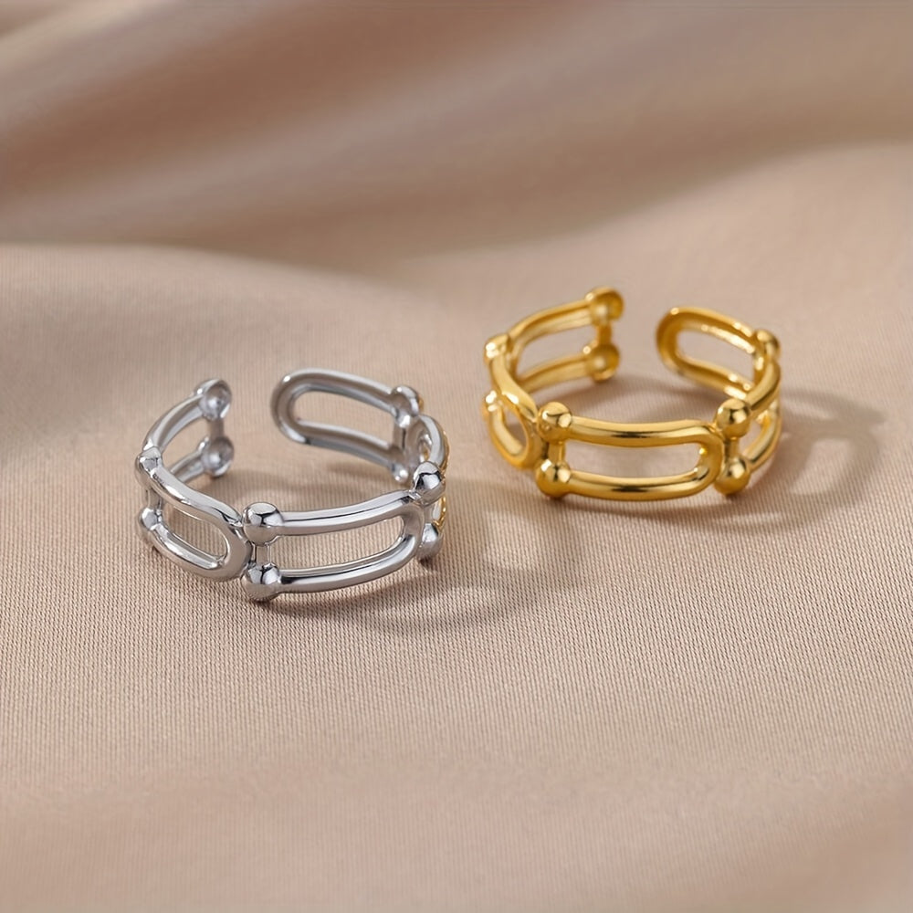 Normcore U To U Golden Cuff Ring 18k Plated Stainless Steel
