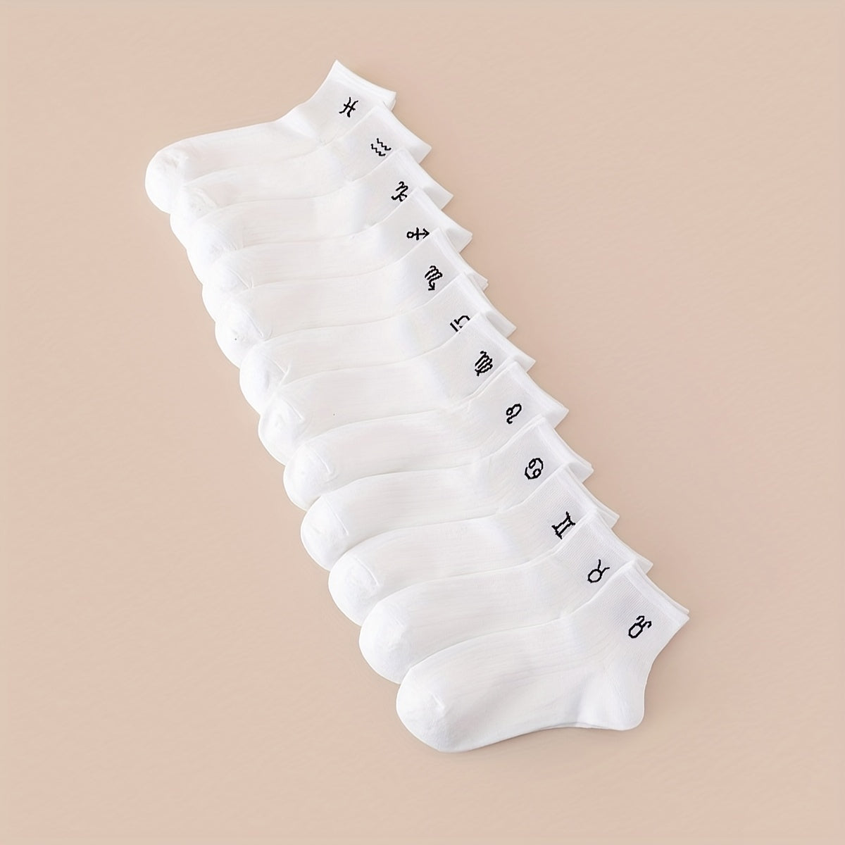12 Pairs Constellation Print Socks Comfy & Breathable Crew Short Socks