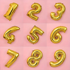 1pc Golden Gradient Crown Foil Number Balloons for Birthday Party Baby Shower