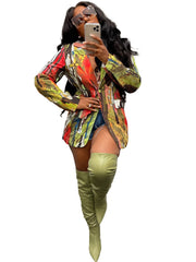 Casual Open Front Button Long Sleeve Loose Blazer Coat