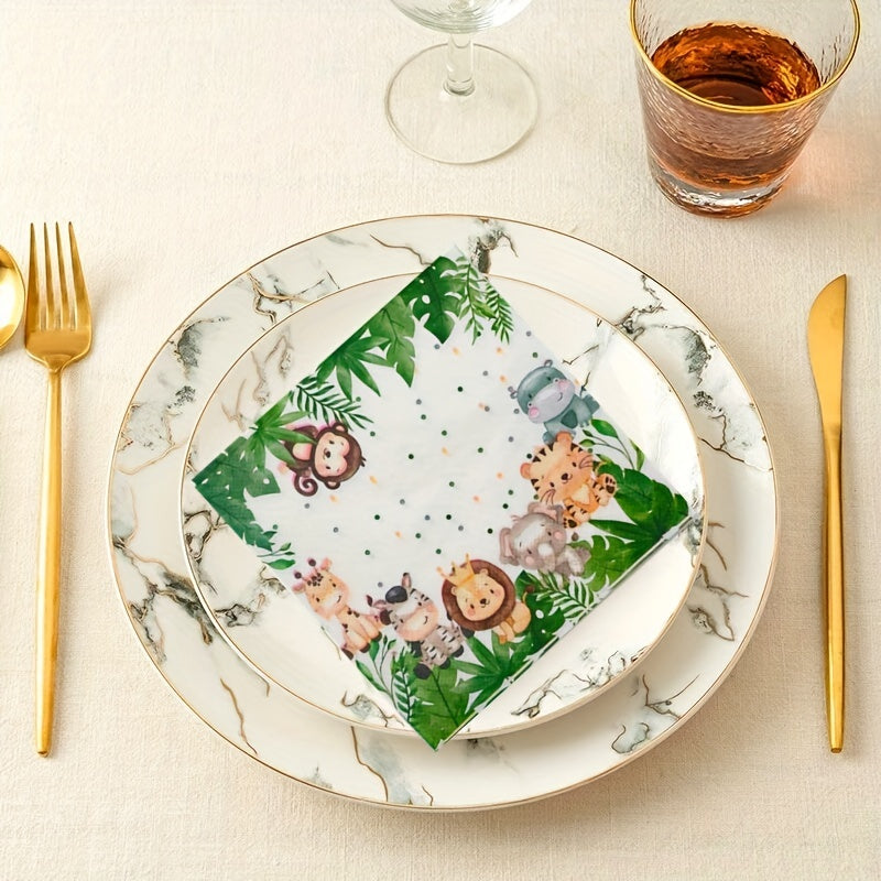 20pcs Jungle Safari Animal Print Napkins for Birthday Party