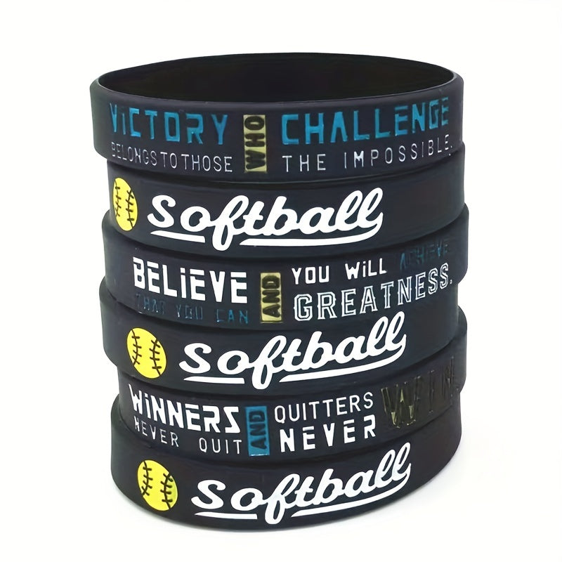 Softball Silicone Bracelet Inspirational Saying Sports Rubber Wristband