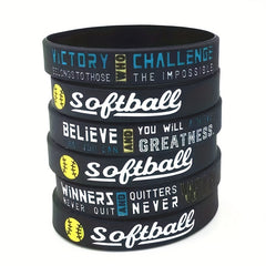 Softball Silicone Bracelet Inspirational Saying Sports Rubber Wristband