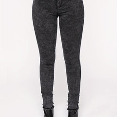  Fluffy Trim Button Up Skinny Jeans
