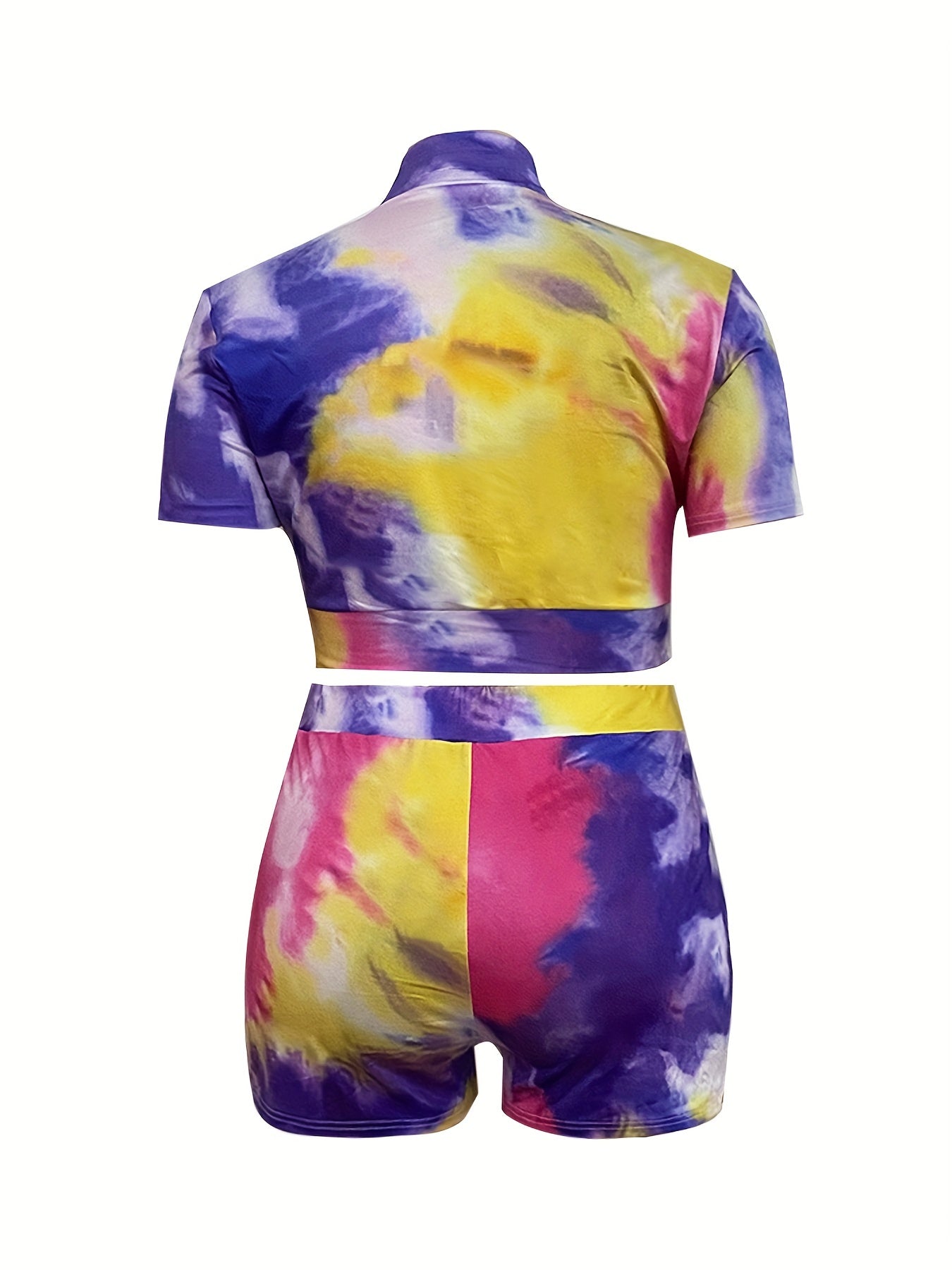  Tie Dye Crop Top & Shorts Set - Sexy Outfit