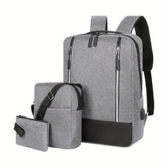 3pcs Backpack Crossbody Bag And Pen Bag Set Men's Three piece Computer Bag