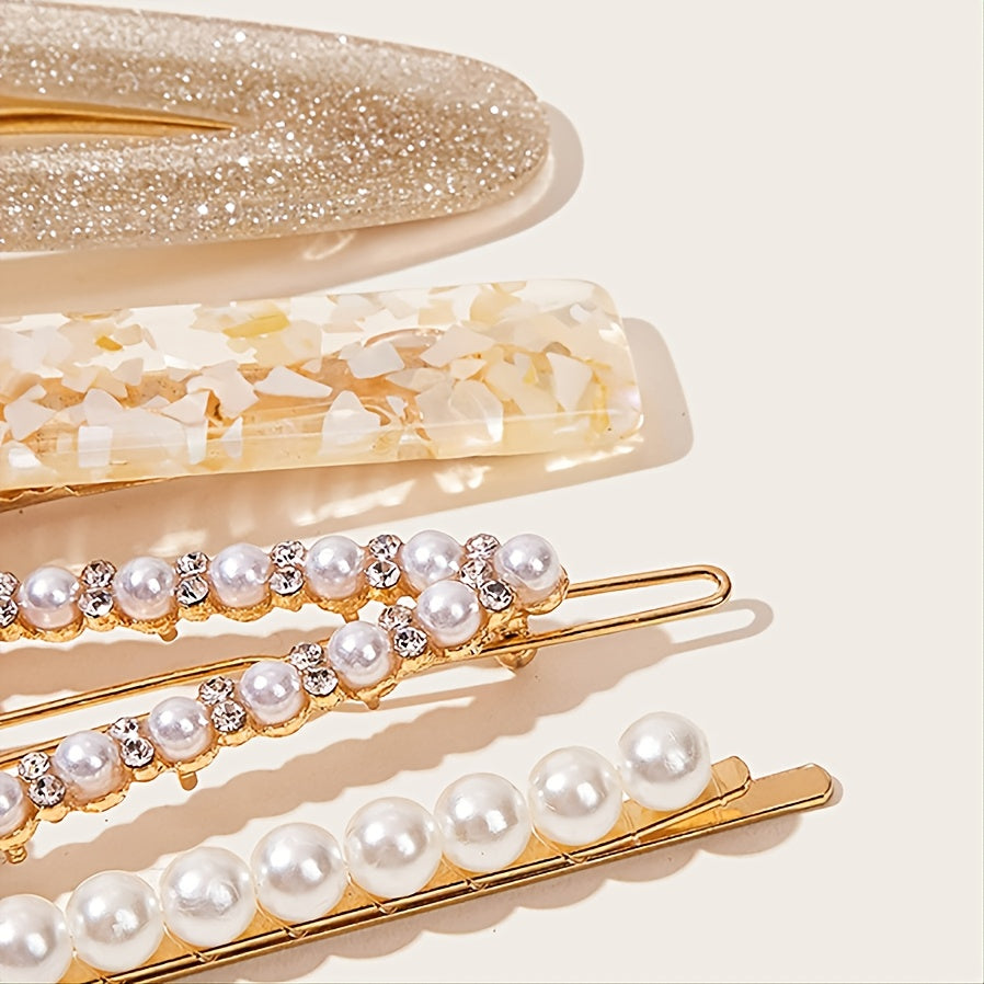 Pearl Zircon Sparkling Hair Clip Set