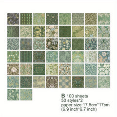 100 Sheets Vintage Floral Scrapbook Paper DIY Crafts Journals Decoupage