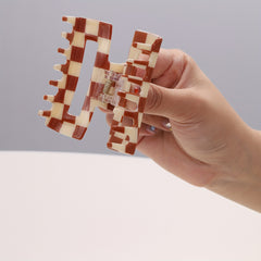 Brown Hair Clip Barrettes Rectangular Claw Clips For Women No Slip Grip