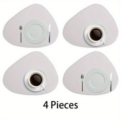 4pcs Leather Place Mats Water Drop Shaped Placemats Solid Style Placemat