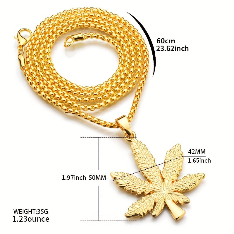 Men's Maple Leaf Pendant Necklace Long Ladies Sweater Chain