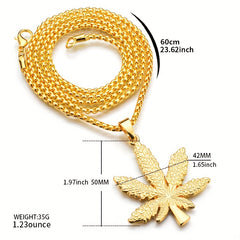 Men's Maple Leaf Pendant Necklace Long Ladies Sweater Chain