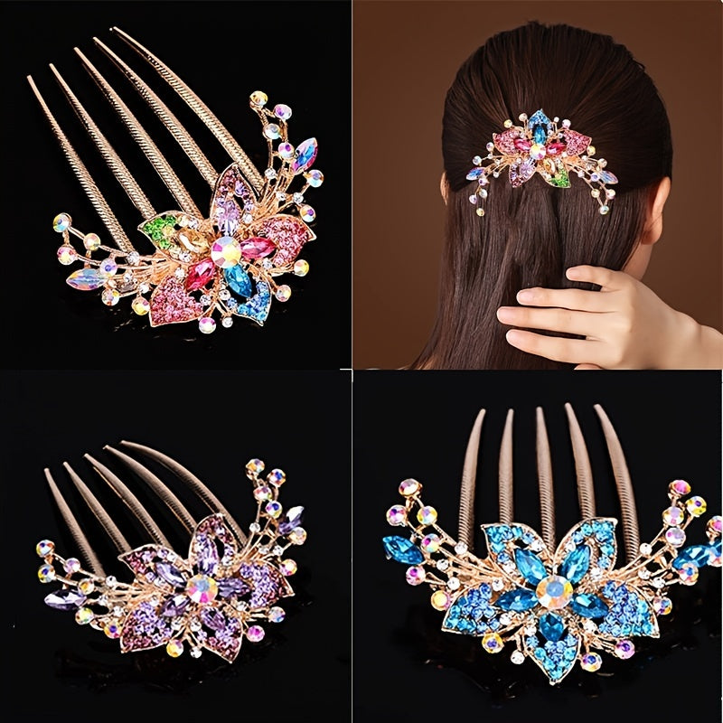 Rhinestone Flower Hair Clip Comb Wedding Headpiece Bridal Hair Accessories