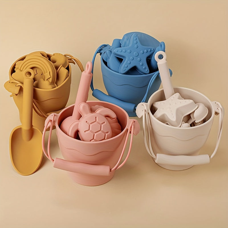 Kids Beach Toys Set with Bucket & Sand Molds, BPA-Free
