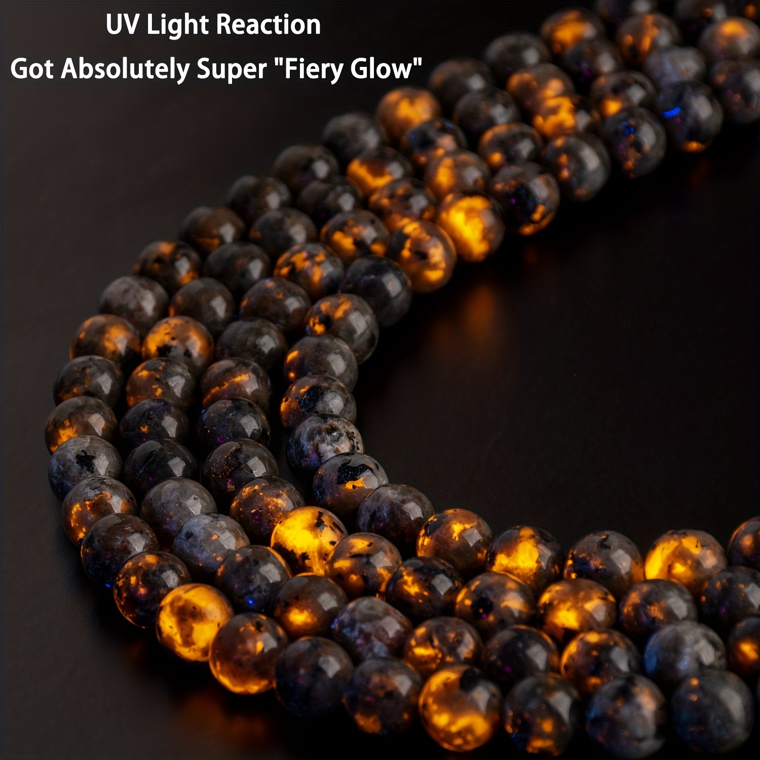 50-100pcs Yooperlite Glow Stone Beads Healing Energy Chakra UV Reactive Syenite