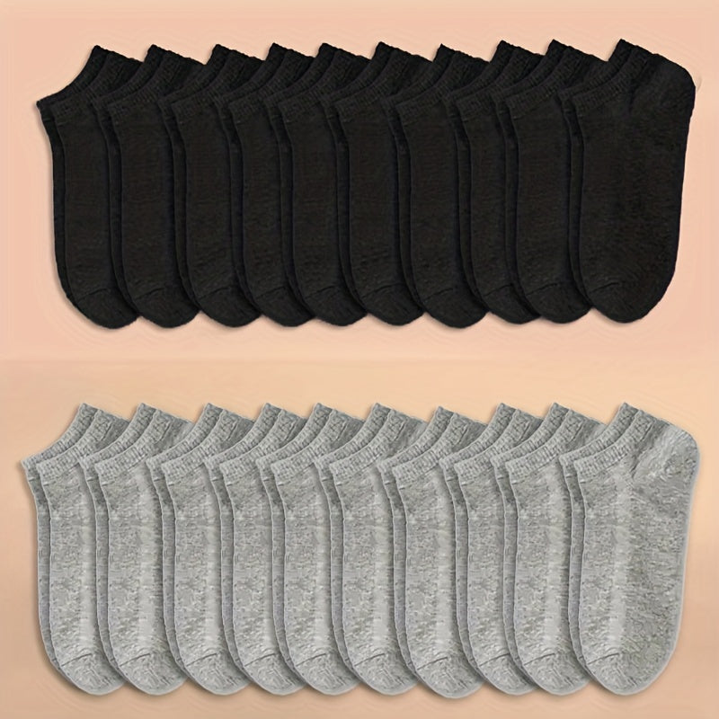 20 40 Pairs Solid Ankle Socks Soft & Lightweight Women's Stockings