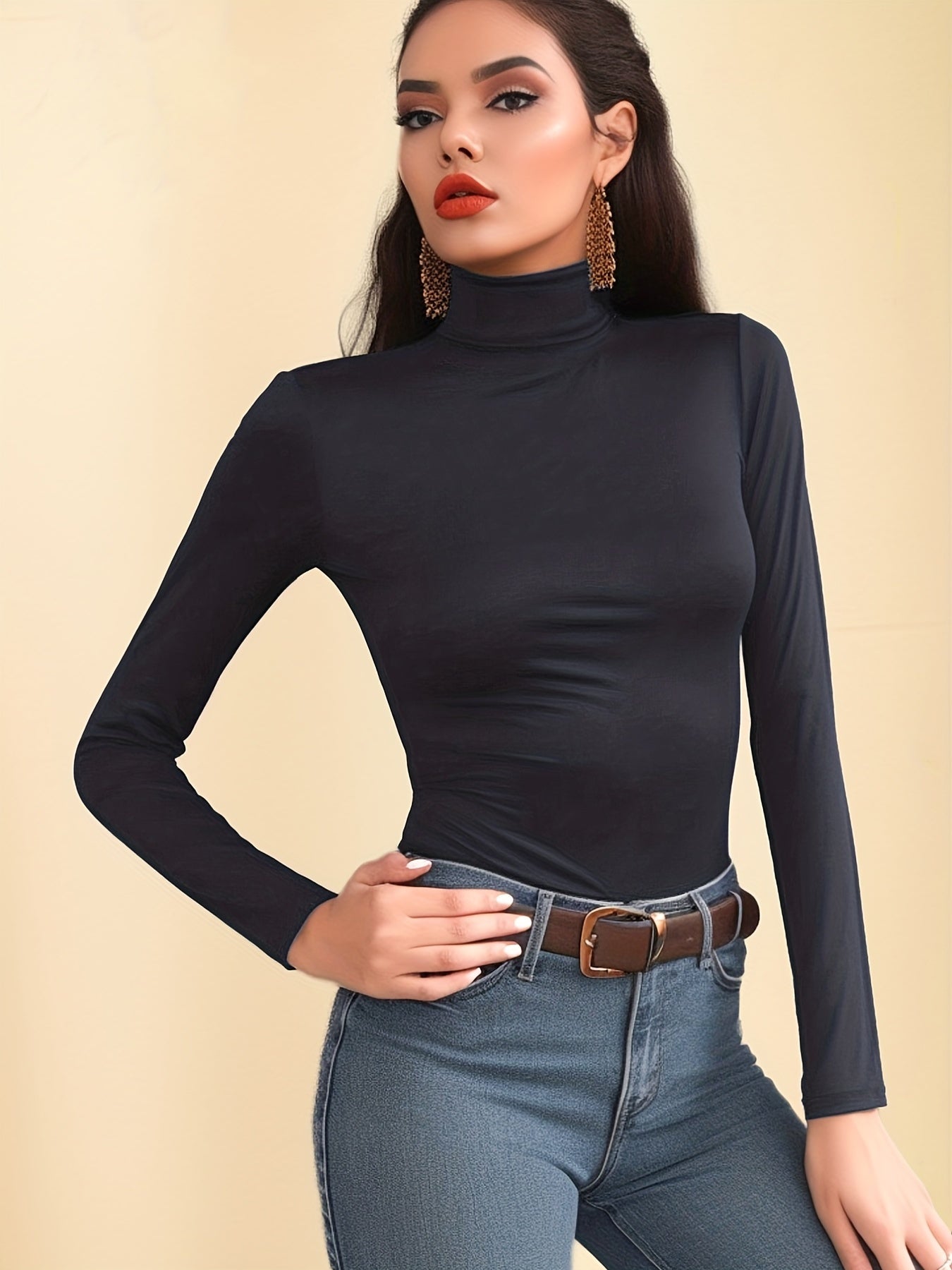 Turtleneck Thermal Underwear Slim Fit Top Women's Lingerie