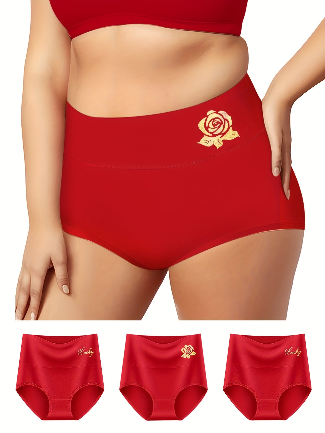 Women's Plus Size High Waisted Elastic Everyday Panties Set