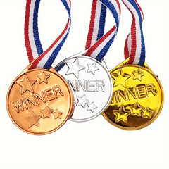 1pc Golden Plastic Medals With Ribbon Belt for Sports Party Awards