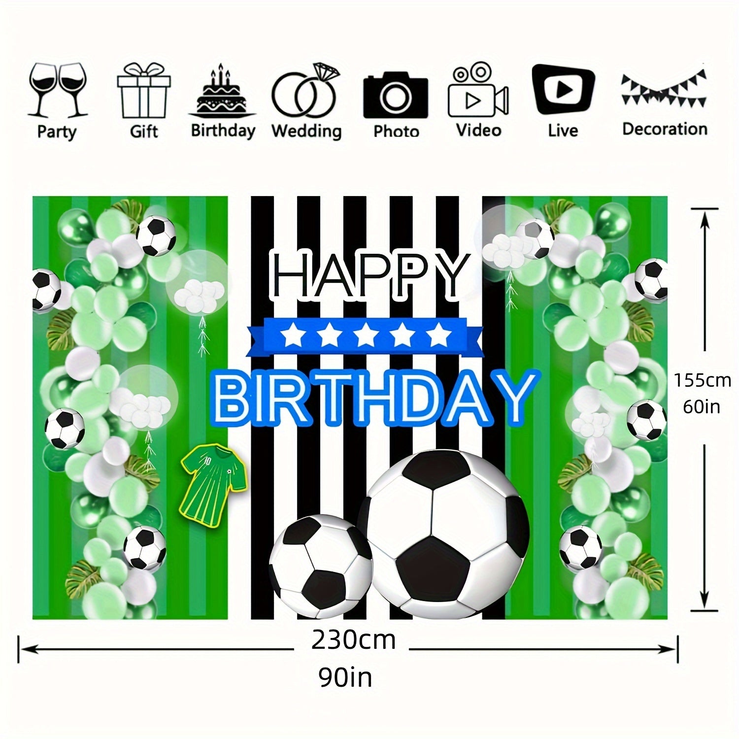 Soccer Party Backdrop Banner Grassland Background Cloth Decoration