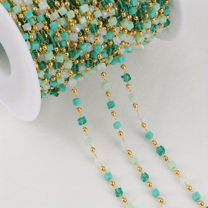 Boho Bead Chains for Necklace Choker DIY Green Beads