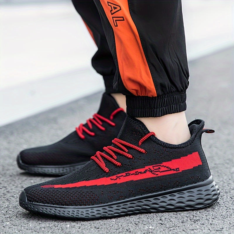  Men's Woven Knit Breathable Sneakers Non Slip Soft Sole Shoes